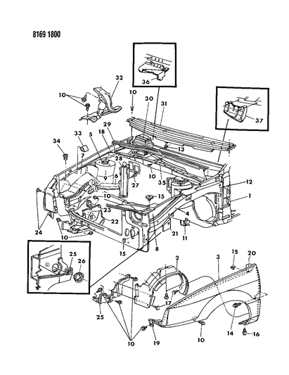 1988 Dodge Shadow Fender & Shield Diagram