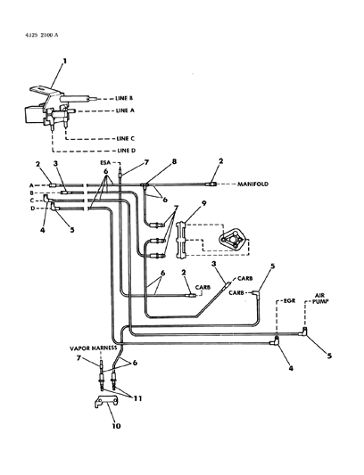 1985 Dodge D150 EGR Hose Harness Diagram 1