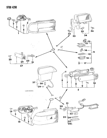 1989 Dodge Colt Lamps - Rear Exterior Diagram