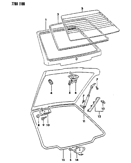 1987 Dodge Colt Liftgate & Glass Diagram