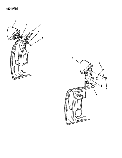 1989 Chrysler LeBaron GTC Mirror - Exterior Diagram
