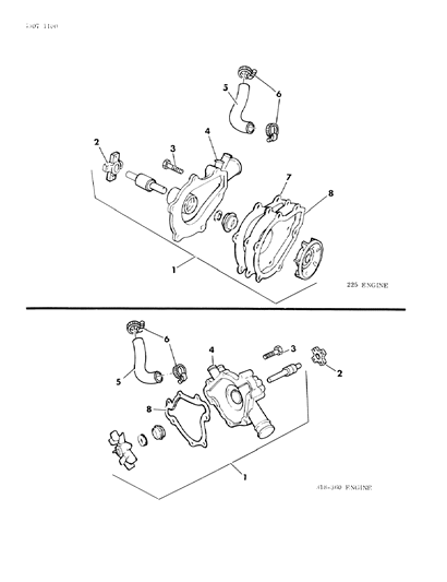 1984 Dodge W350 Water Pump & Related Parts Diagram