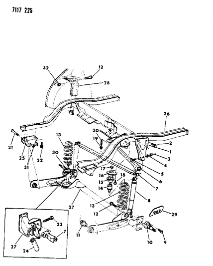 1987 Chrysler LeBaron Base Suspension - Rear Diagram