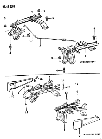 1991 Jeep Comanche Tracks - Seat Diagram