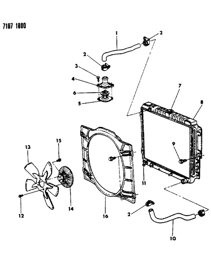 1987 Chrysler Fifth Avenue Radiator & Related Parts Diagram