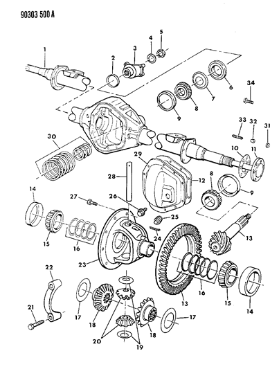 1993 Dodge Ram Van Axle, Rear Diagram 2