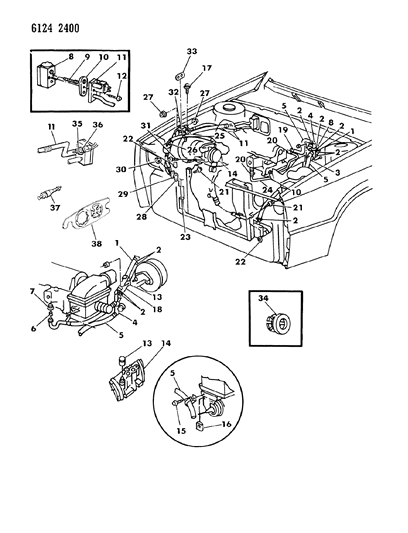 1986 Chrysler LeBaron GTS Plumbing - A/C & Heater Diagram