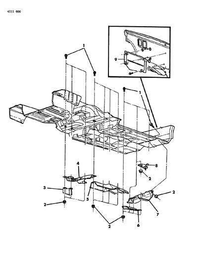 1984 Chrysler Town & Country Heat Shields - Exhaust Diagram
