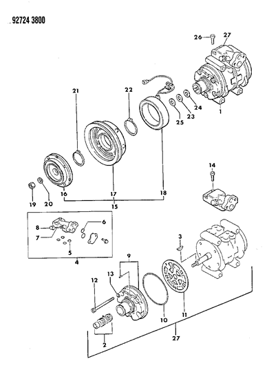 1993 Dodge Colt Compressor, Air Conditioner Diagram