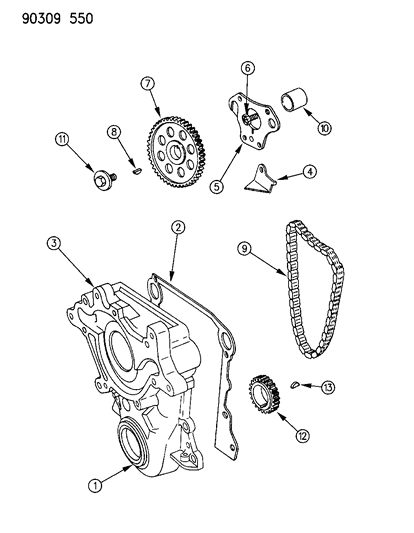 1993 Dodge Ram Van Timing Cover & Indicator Diagram 3