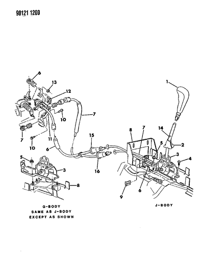 1990 Dodge Daytona Controls, Gearshift Diagram