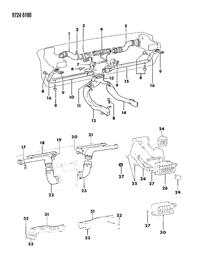 1989 Dodge Raider Air Ducts & Outlets Diagram