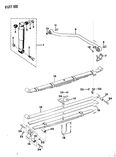 1984 Jeep Grand Wagoneer Bolt-HEXAGON Head Diagram for J0181709