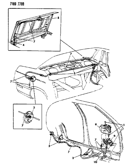 1987 Chrysler New Yorker Fuel Filler & Deck Lid Remote Release Diagram