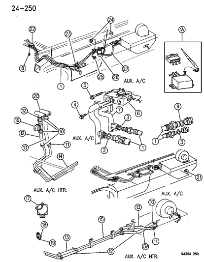 1995 Dodge Ram Wagon Plumbing - Auxiliary Rear A/C & Heater Diagram