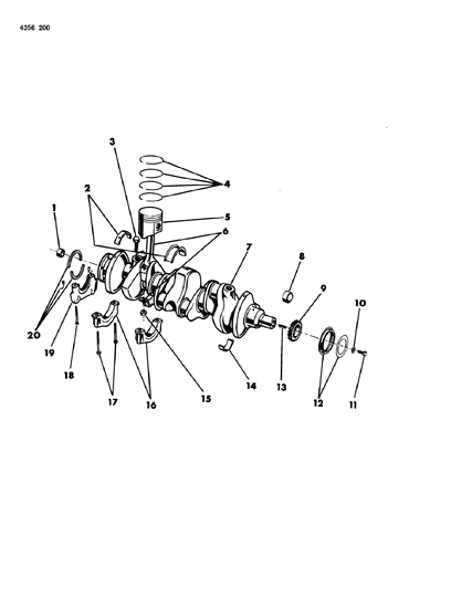 1984 Dodge D250 Crankshaft , Pistons , Rings , Connecting Rods Diagram 1