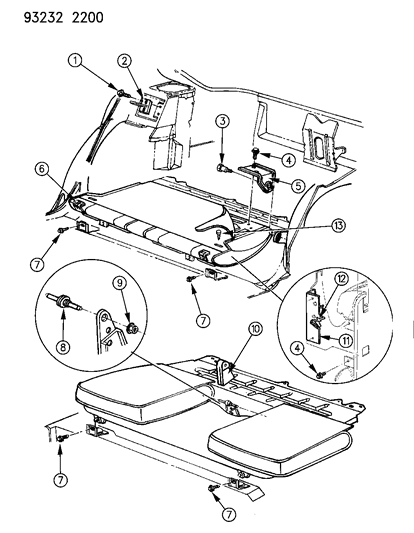 1993 Dodge Shadow Rear Fold Down Seat Diagram