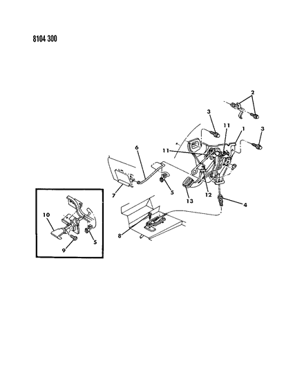 1988 Chrysler LeBaron Premium Lever - Parking Brake Diagram