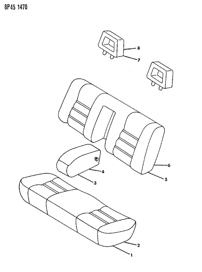 1992 Dodge Monaco Cushion - Back - Headrest Assemblies & Covers - Rear Seat Diagram
