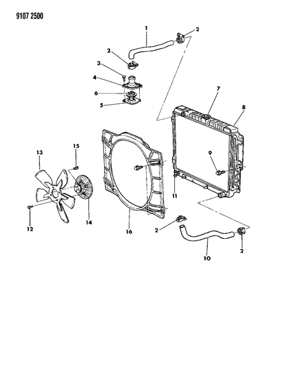 1989 Chrysler Fifth Avenue Radiator & Related Parts Diagram