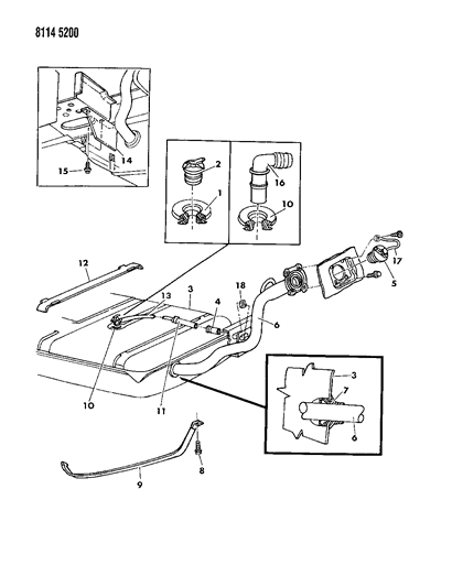 1988 Dodge Caravan Fuel Tank & Fuel Filler Diagram