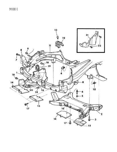 1985 Chrysler Town & Country Frame Front Diagram