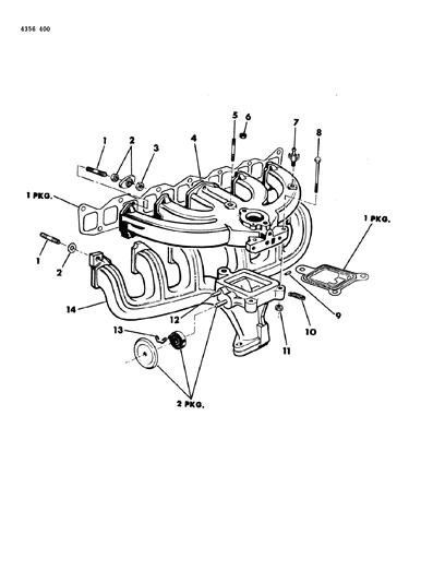 1985 Dodge W250 Intake & Exhaust Manifold Diagram 1