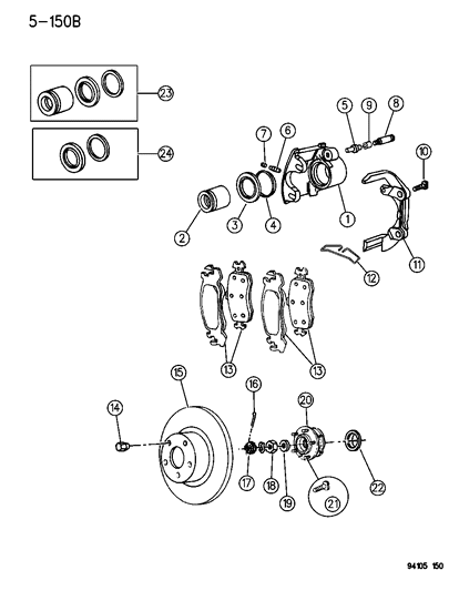 1994 Dodge Grand Caravan Brakes, Front Diagram 1