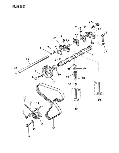 1986 Jeep Wrangler Camshaft & Valves Diagram 2