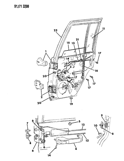1993 Jeep Grand Cherokee Latch-Rear Door Man-W/CHILD Guard LH Diagram for 55074807