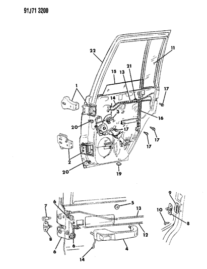 1993 Jeep Grand Cherokee Latch-Rear Door Man-W/CHILD Guard RH Diagram for 55074806