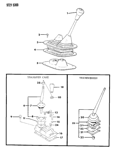 1989 Dodge Ram 50 Controls, Gearshift Diagram 1