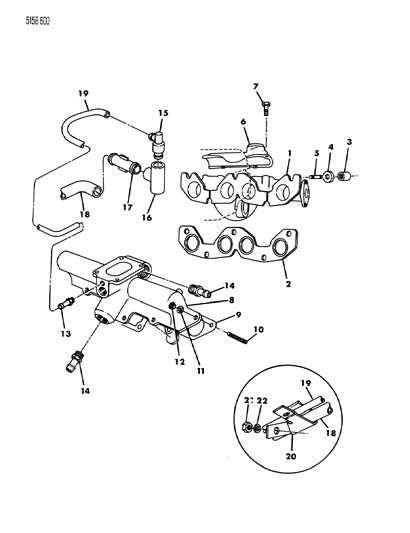 1985 Dodge Omni Manifold - Intake & Exhaust Diagram