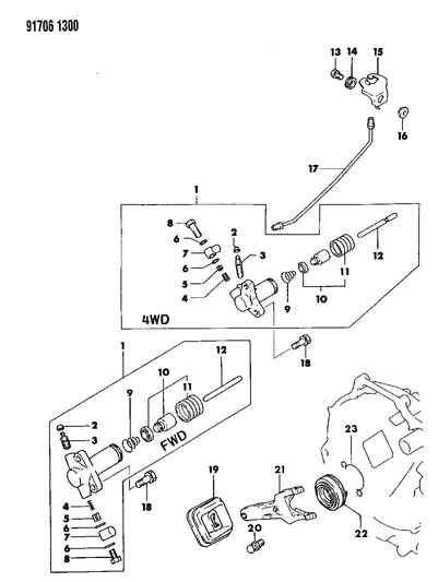 1991 Dodge Colt Controls, Clutch Diagram 2