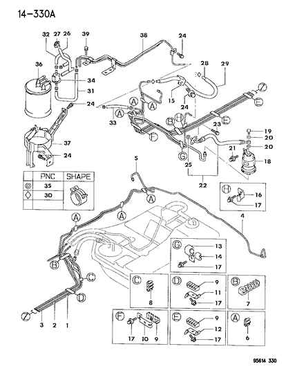 1995 Dodge Avenger RETAINER-Splash Shield Diagram for MB329606