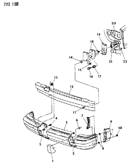 1987 Chrysler Town & Country Bumper, Front Diagram