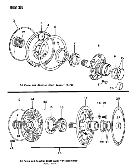 1990 Dodge Ram Van Oil Pump With Reaction Shaft Diagram 3