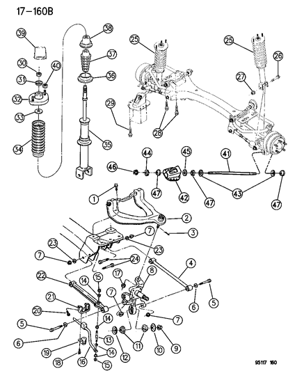 1995 Chrysler Cirrus Suspension - Rear Diagram