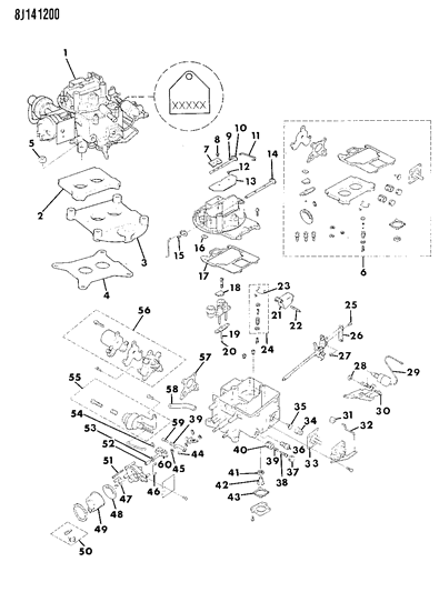 1990 Jeep Grand Wagoneer Carburetor & Component Parts Diagram 2