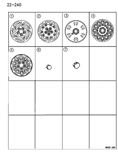 1996 Chrysler Town & Country Caps & Covers, Wheel Diagram