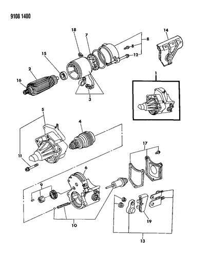 1989 Dodge Lancer Starter Components Diagram