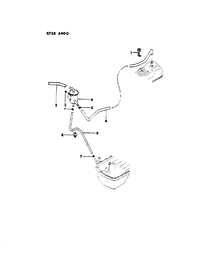 1986 Dodge Ram 50 Oil Separator & Engine Breather Diagram 2