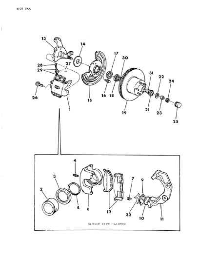 1984 Dodge Diplomat Brakes, Front Diagram