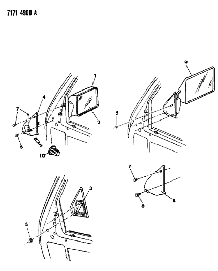 1987 Dodge Grand Caravan Mirror - Exterior Diagram