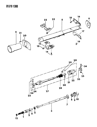 1985 Jeep Wrangler Housing - Steering Column Lower Diagram 3