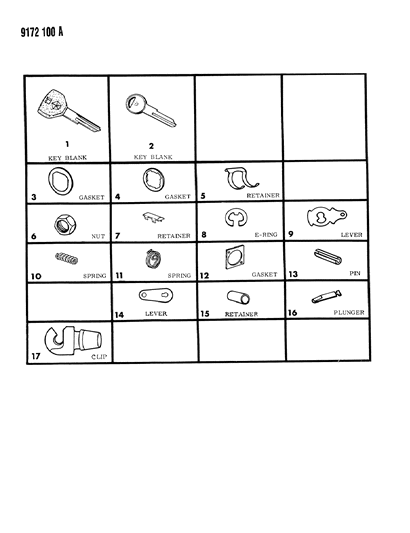 1989 Chrysler LeBaron Key-Valet Diagram for 4378753