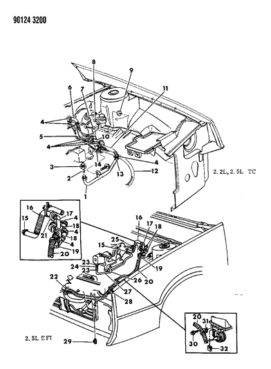 1990 Dodge Daytona Plumbing - A/C & Heater Diagram 3