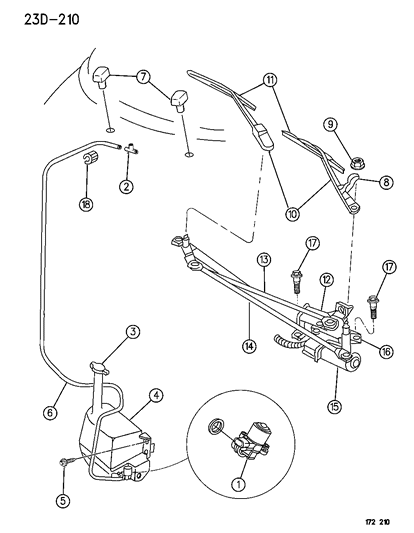 1996 Dodge Stratus Windshield Wiper & Washer System Diagram