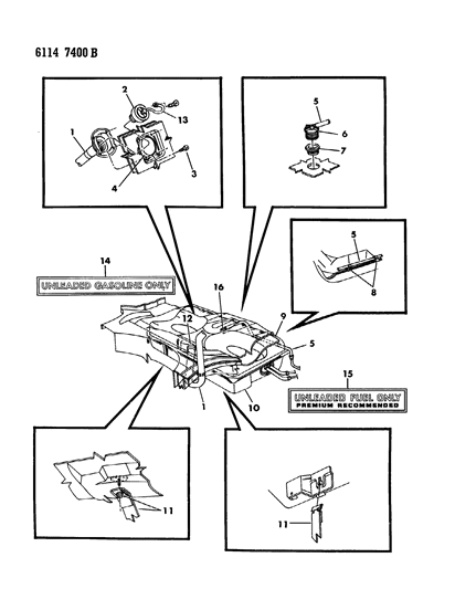 1986 Dodge Omni Fuel Tank & Fuel Filler Diagram