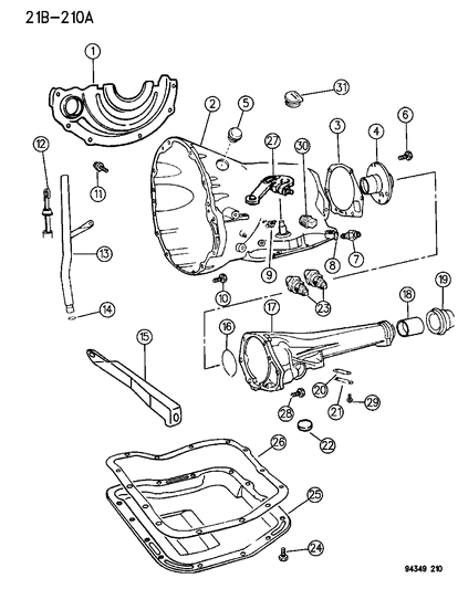 1994 Dodge Ram Van Case & Related Parts Diagram 2